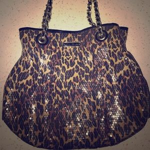 Betsey Johnson Cheetah Print Sequined Bag .
