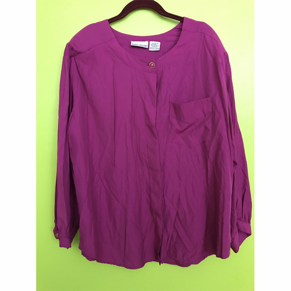 Adrian Jordan Long Sleeve Red Violet Top Sz 26