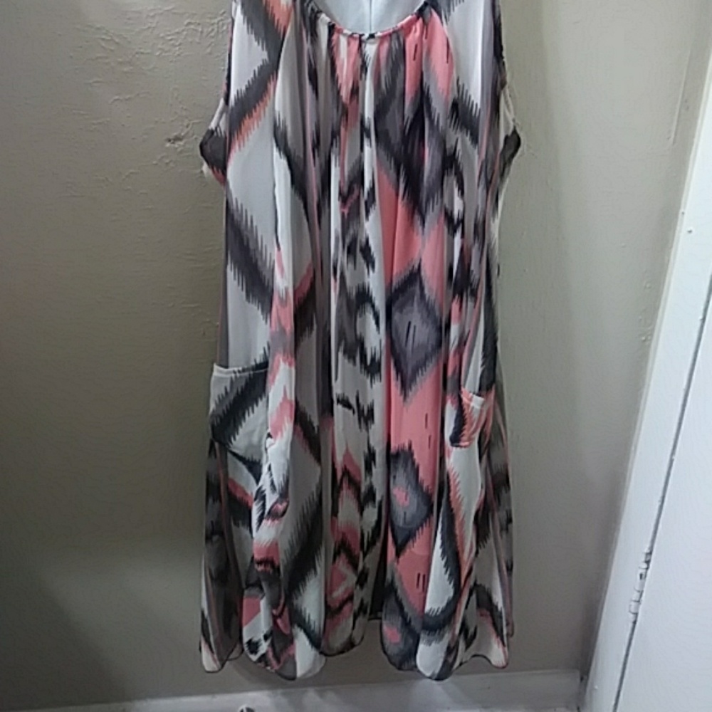Pink Grey & White  sundress