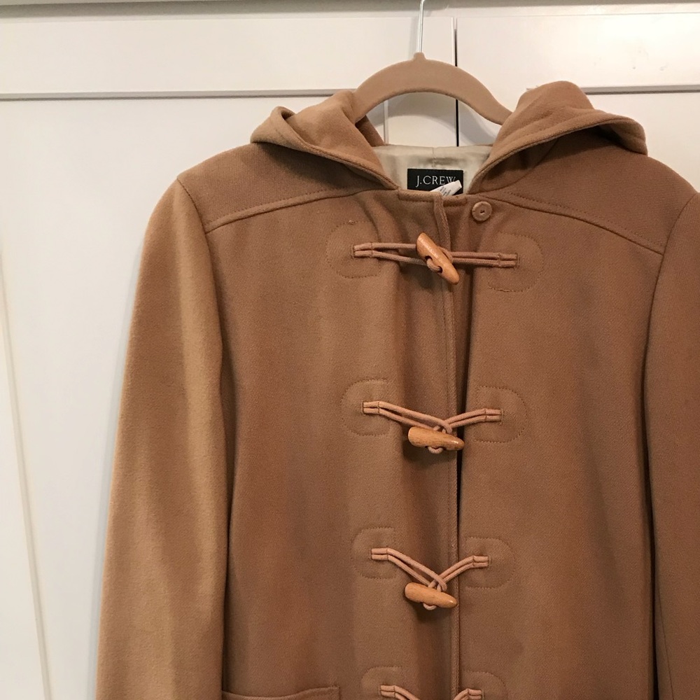 Camel colored wool toggle coat