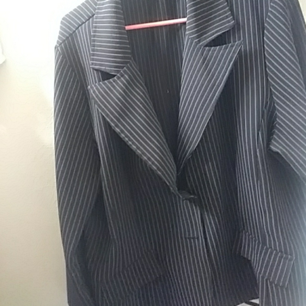 Black with white stripe blazer