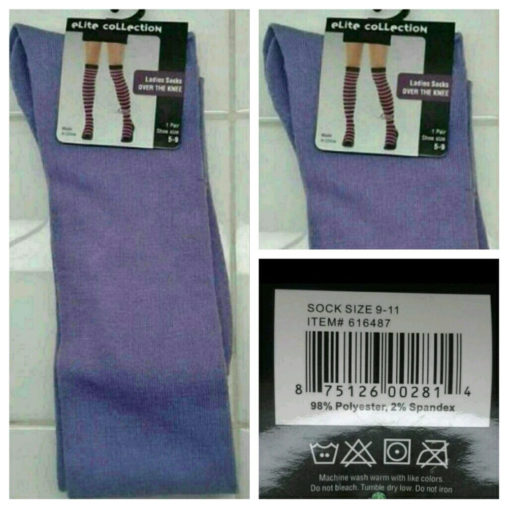 NWT Solid Purple Over the Knee Socks