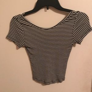 Striped brandy crop top black/white
