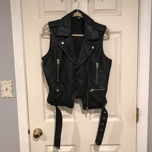 Topshop 'Sylvia' Leather Biker Vest