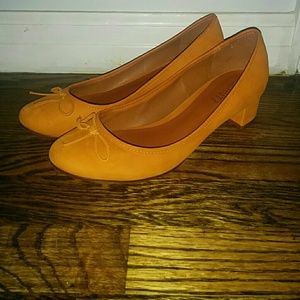Schutz Mustard Yellow Orange Block Heel Shoe 10 41