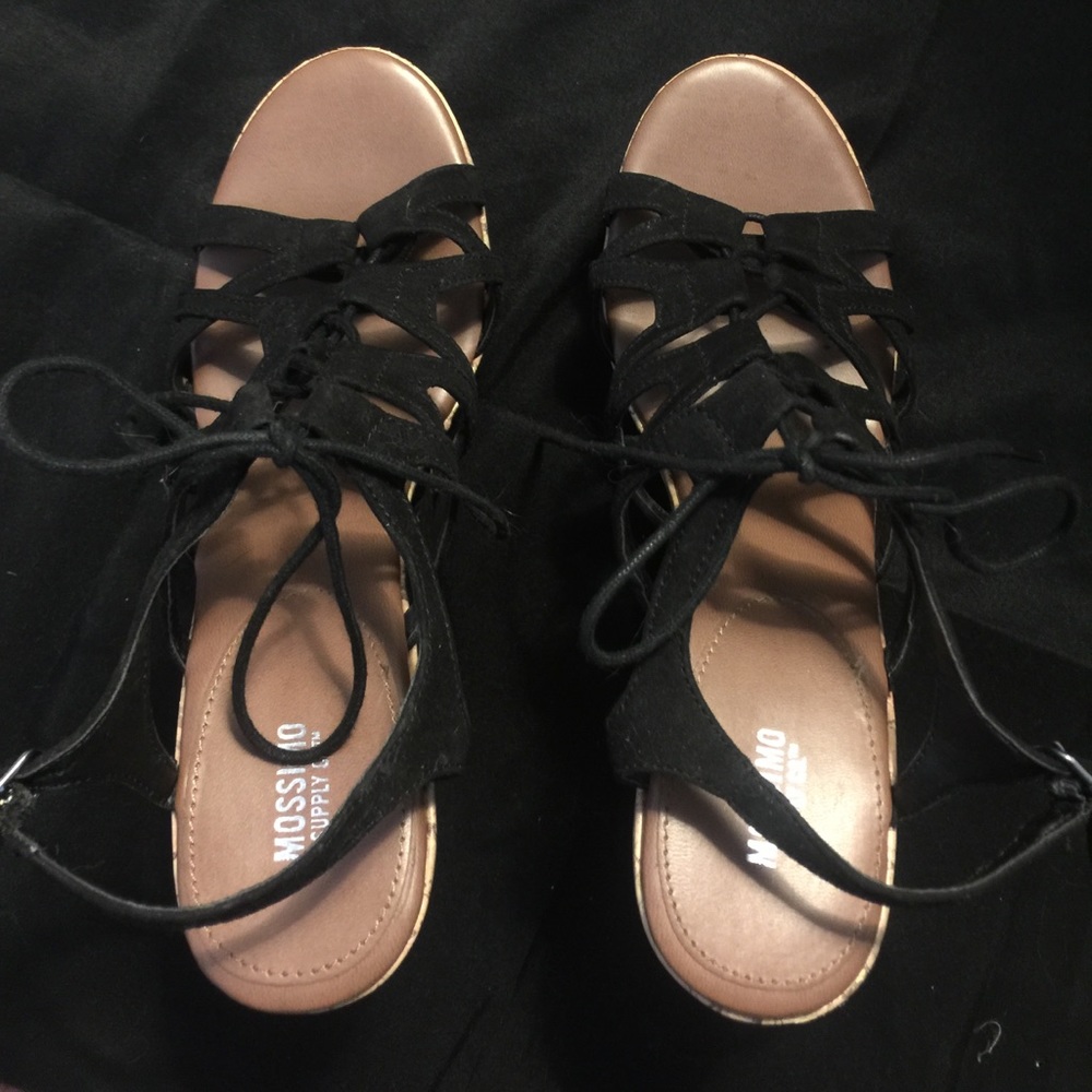 Pair of black strappy wedges sz 10
