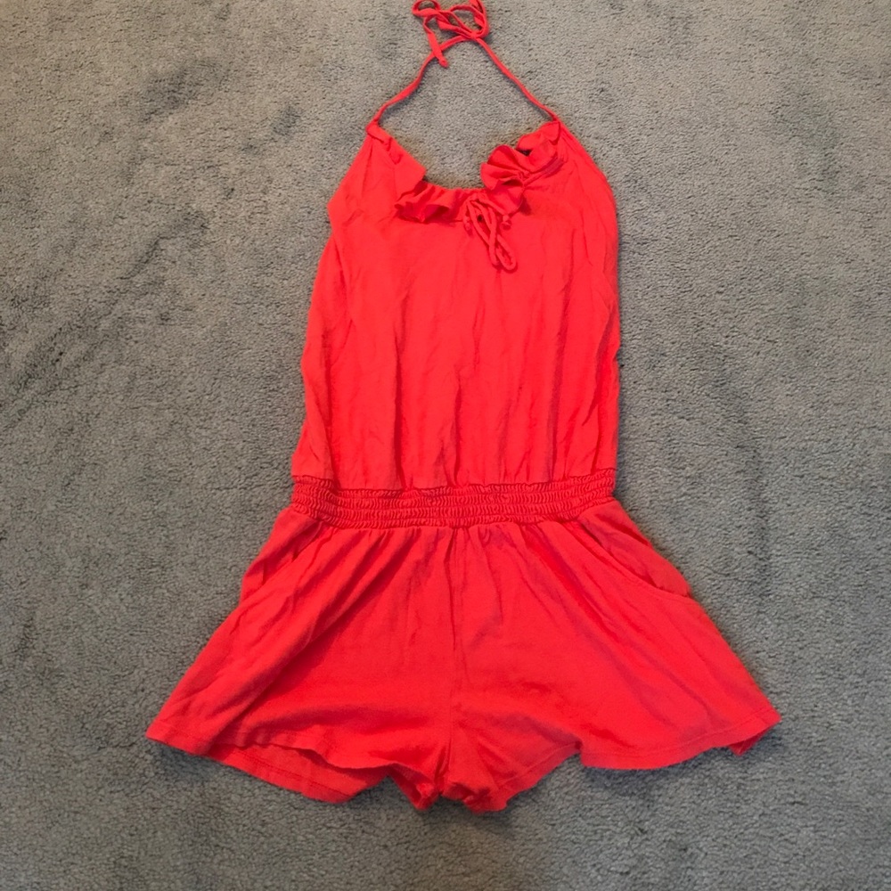 Express cotton coral romper sz S