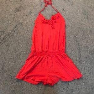 Express cotton coral romper sz S