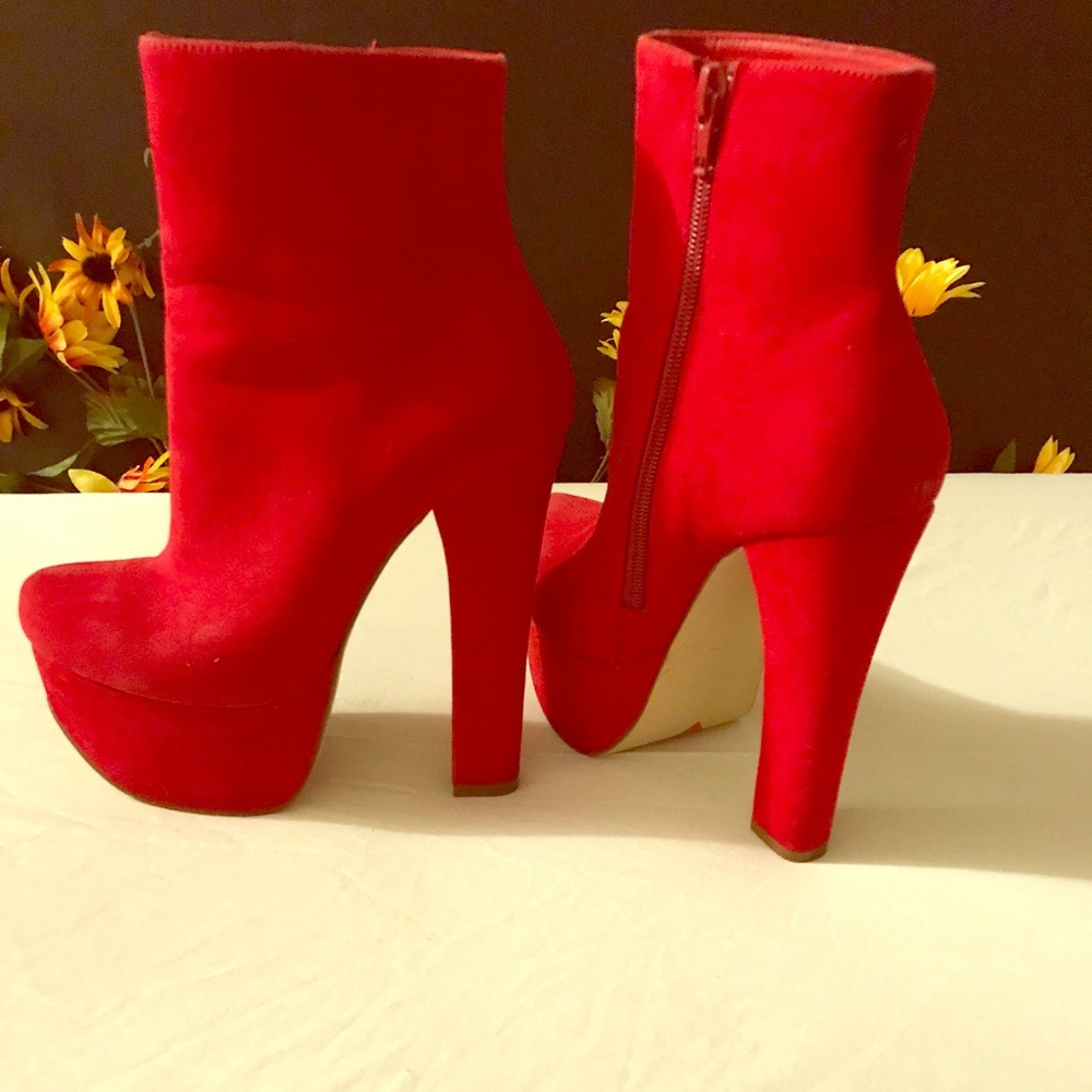 Woman red Luichiny booties.