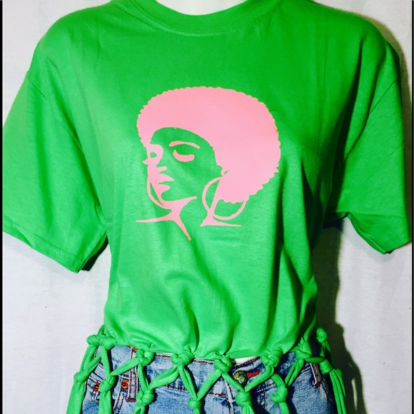Tops - Afro Lady Afrocentric Fringed Tee Tops - Afro Lady Afrocentric Fringed Tee