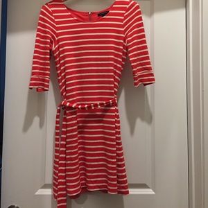Red/cream striped dress