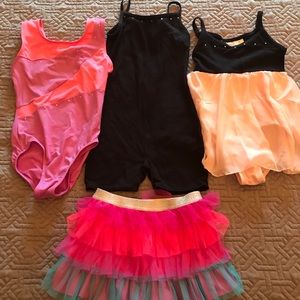 Danskin leotards and skirt, size 7/8 girls