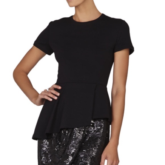 BCBGMAXAZRIA Womens Asymmetrical Peplum Top