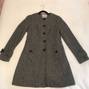 Banana Republic Black/White Houndstooth Wool Coat