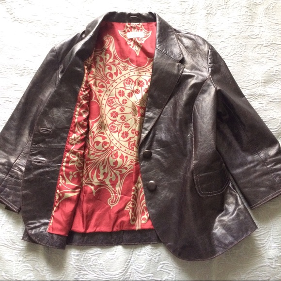 June Jackets & Blazers - June ladies 3/4 sleeve leather jacket size M/L
