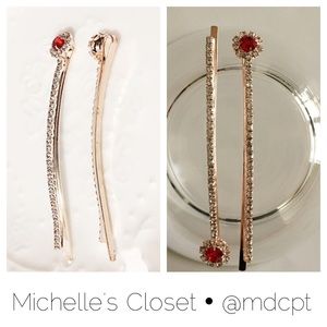 Rose gold long hair pins