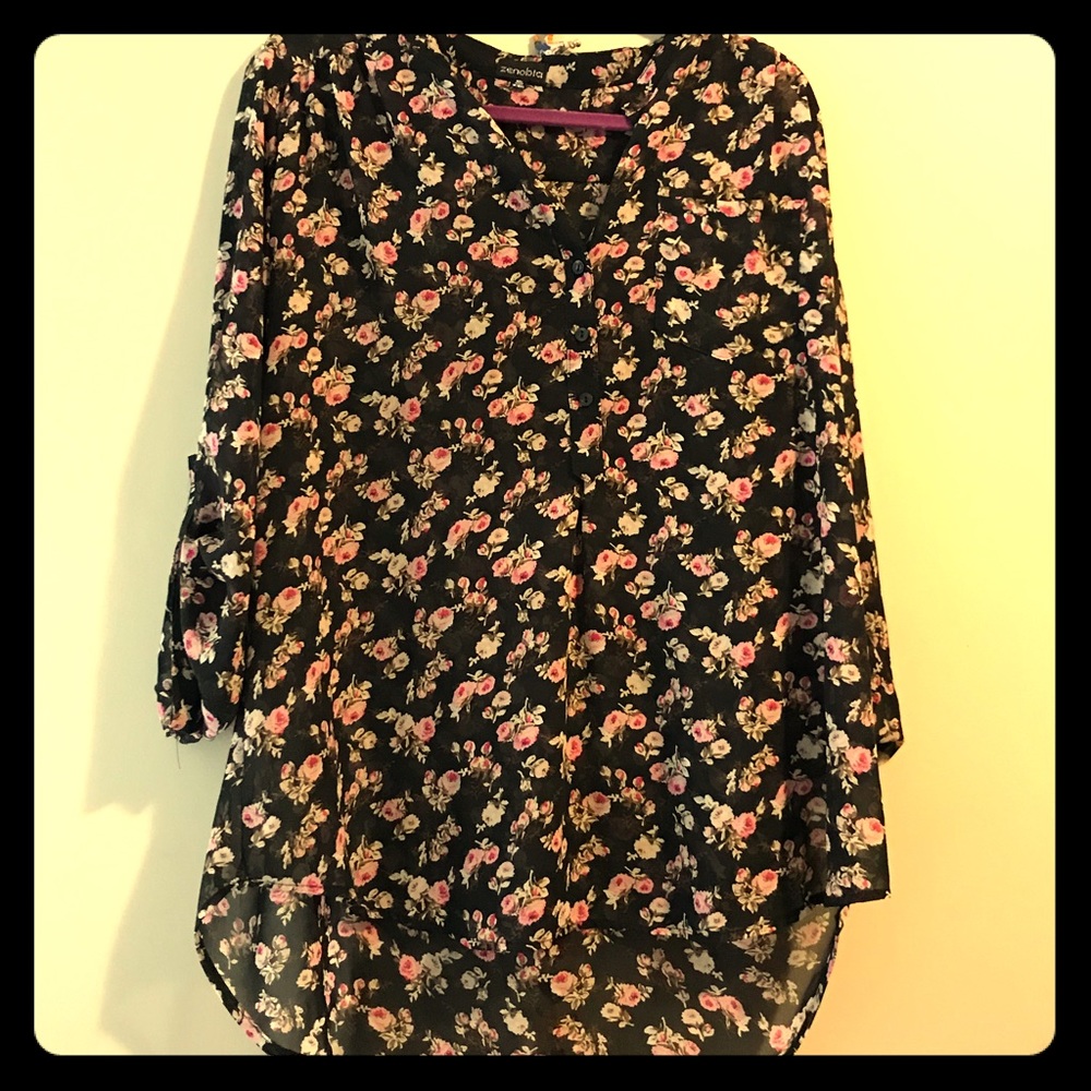 Zenobia Brown and Floral Blouse