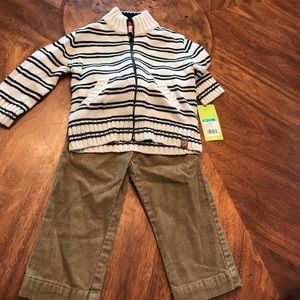 NWT Oshkosh zip up sweater/corduroy pant outfit