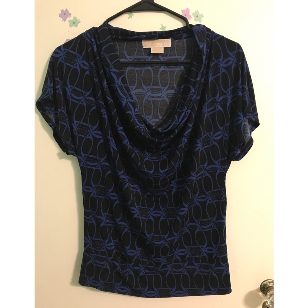 Black and Blue Michael Kors Stretch Blouse