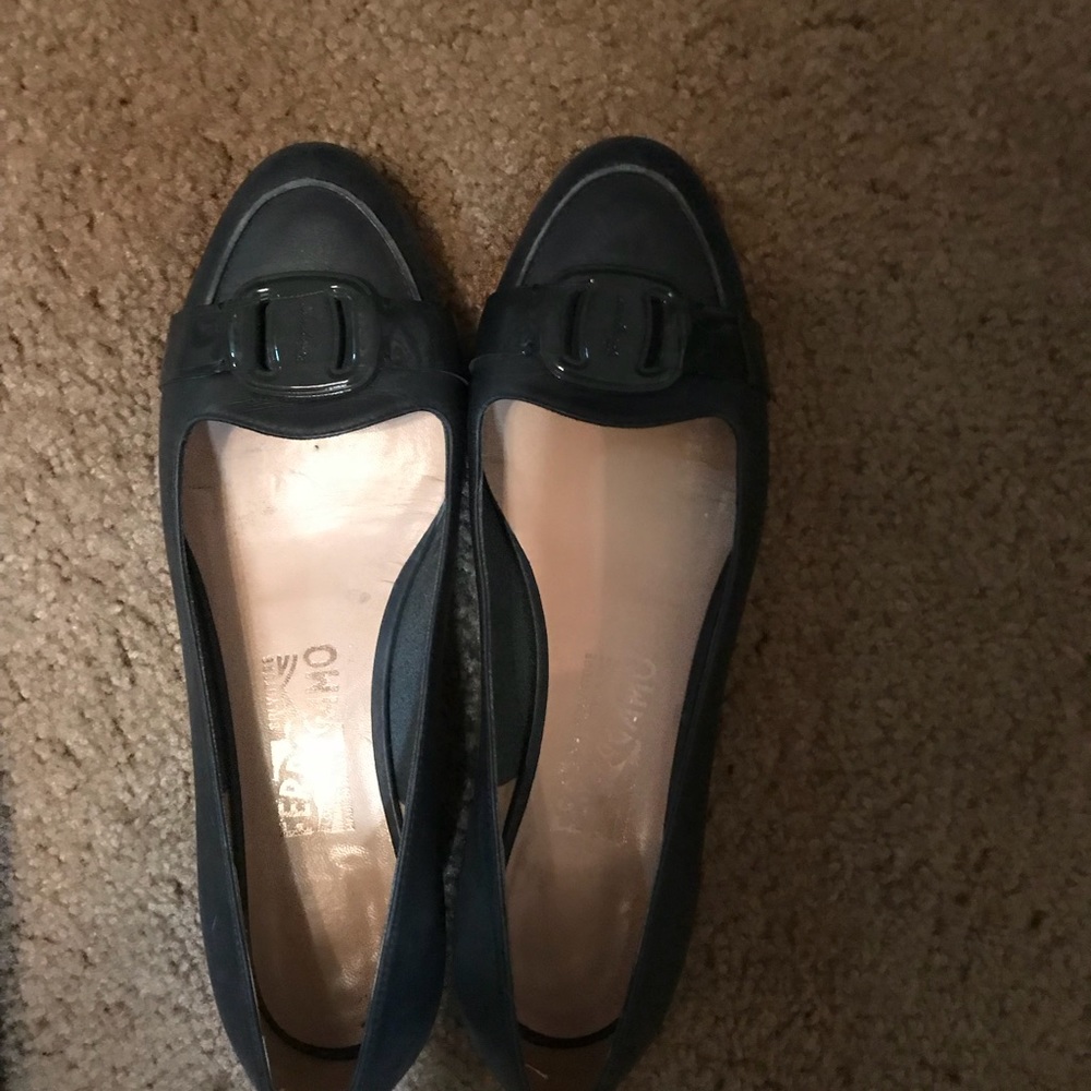 Green Ferragamo Flats 7.5