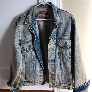 Vintage Harley Davidson acid washed denim jacket