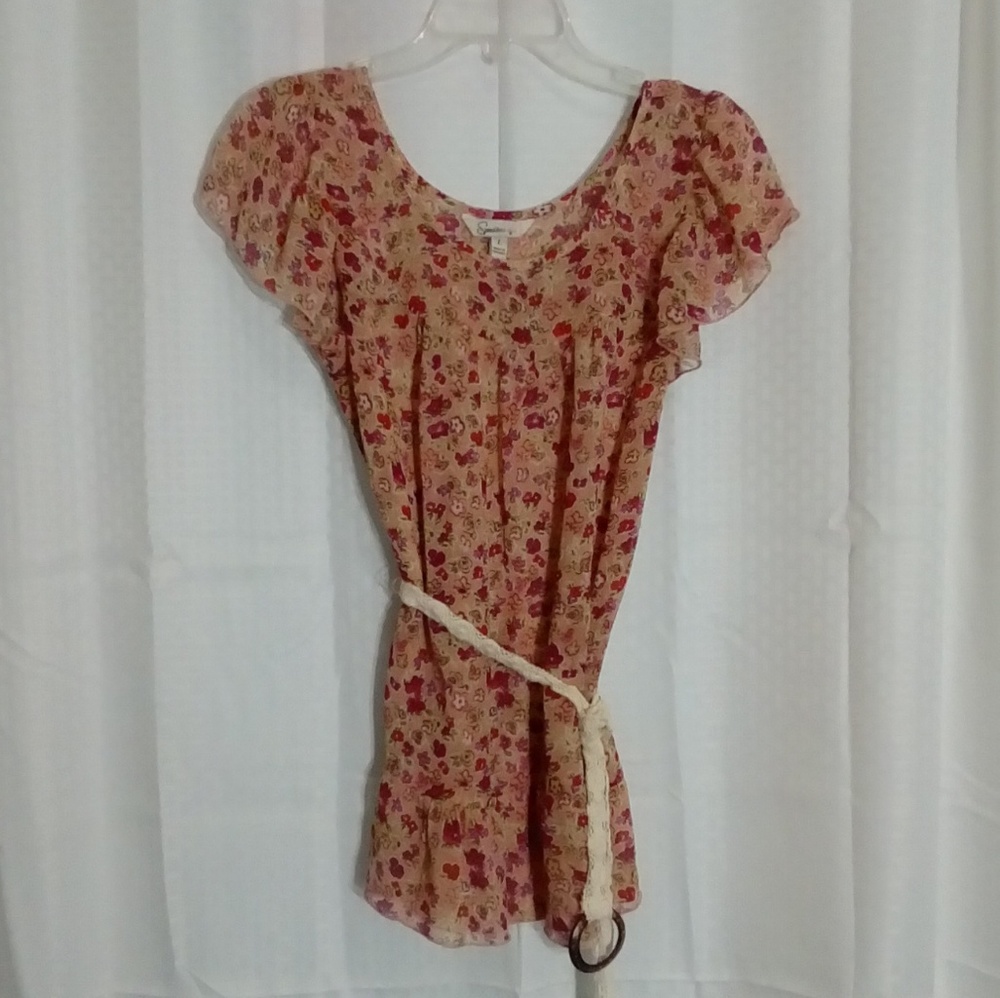 Speechless Floral Print Top w/belt *Good Used Con