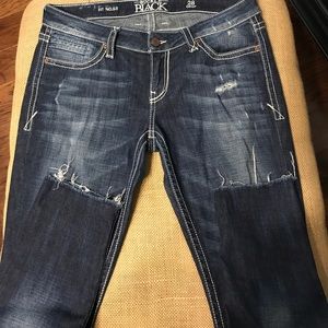 Buckle Black Cropped Distressed Skinny Jeans