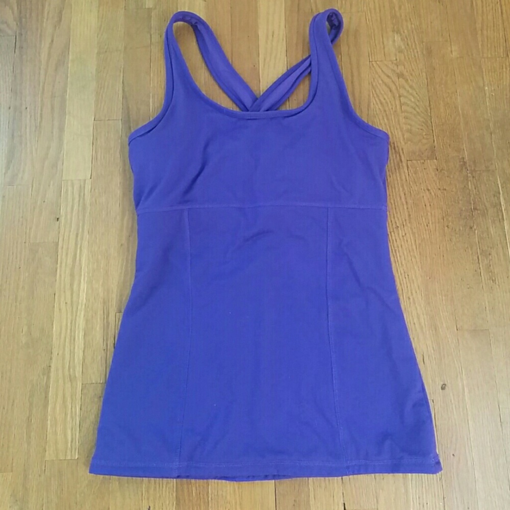 PURPLE CRISS CROSS CHAMPION TANK TOP