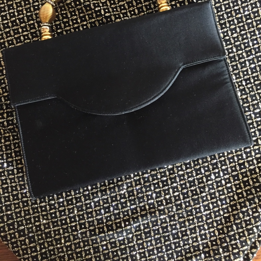 Vintage CROWN LEWIS Black Party Evening Bag ECU