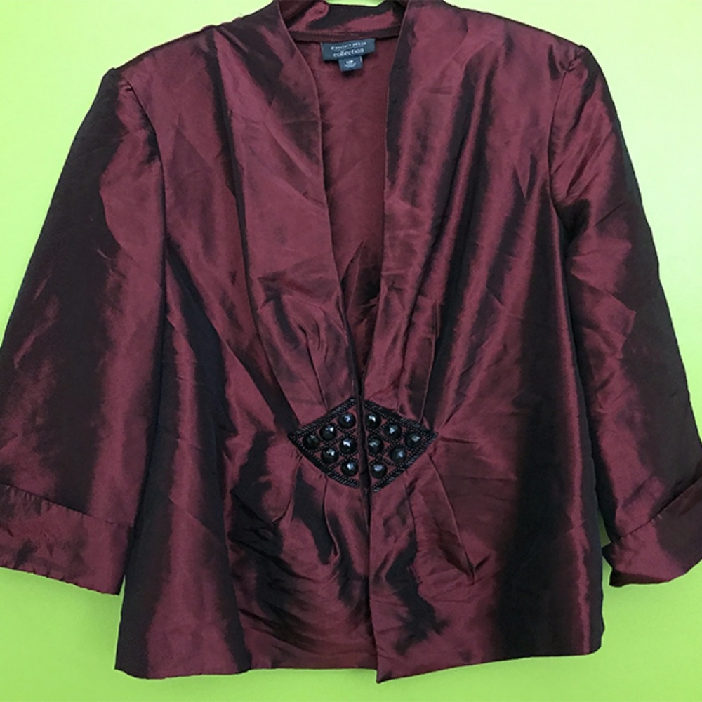 Dressbarn Petite Collection Satiny Plum Blazer 12P