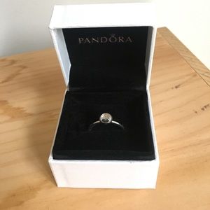 Pandora Droplet Ring (April Birthstone), Size 8