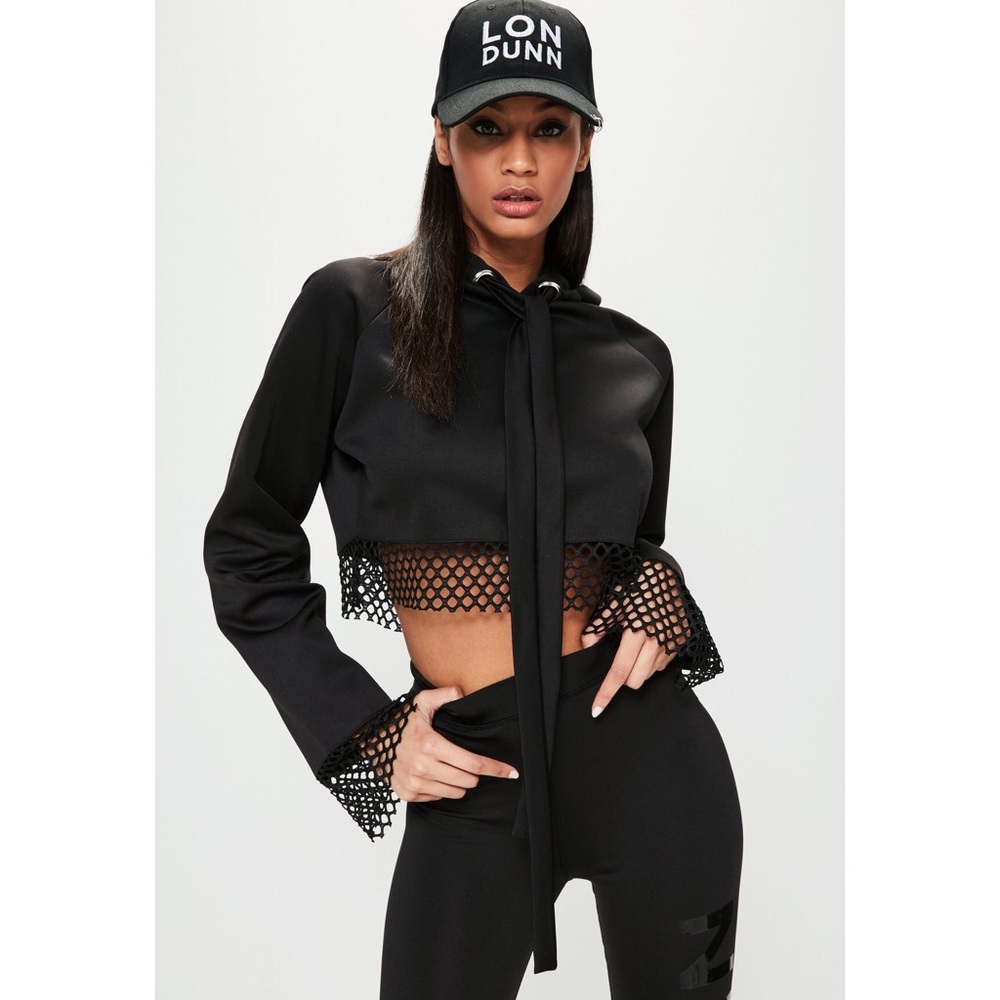 [missguided] • [mesh sleeve hem scuba hoodie]