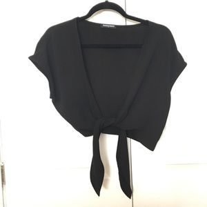 American apparel cropped tie blouse