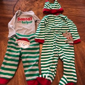 Bundle of 9 month Christmas pajamas