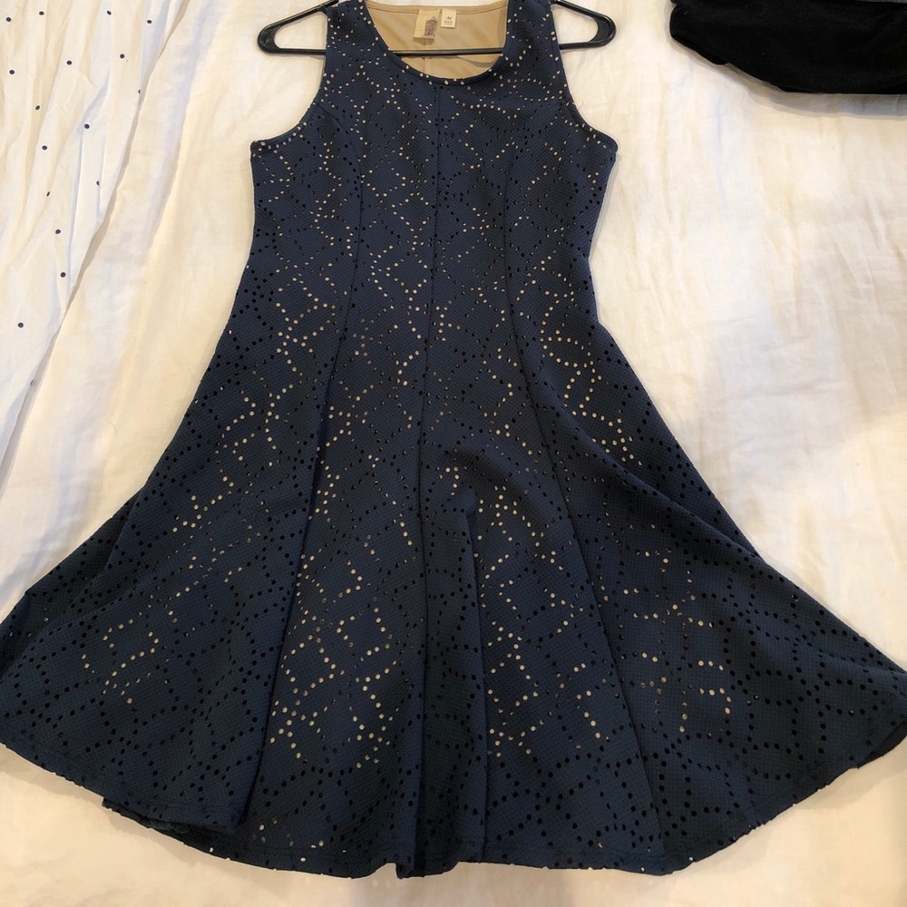 Francesca’s- Blue and tan eyelet dress!