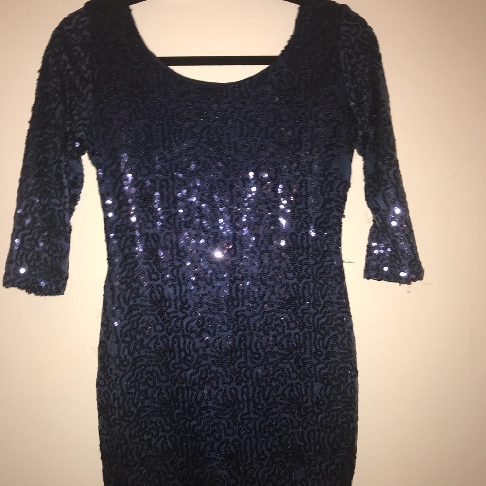 Navy blue mini dress with sequins