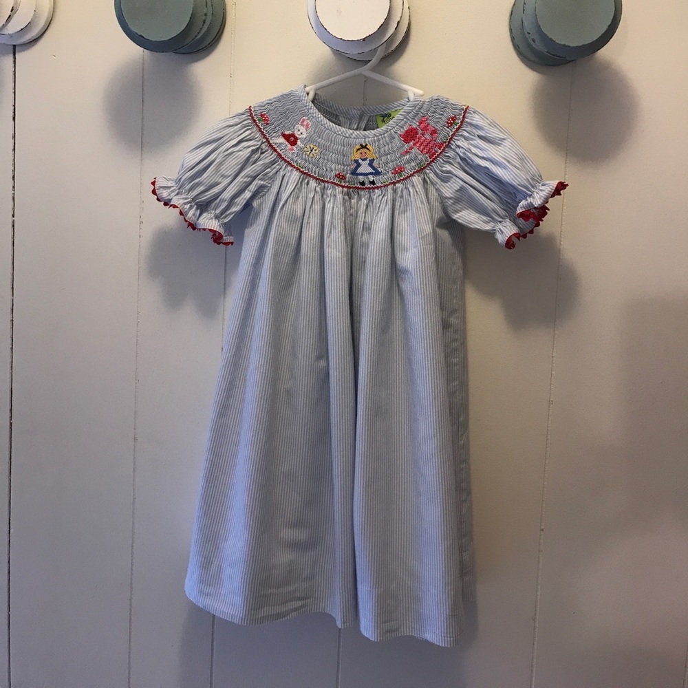 Bishop Smocked Dress 2T “Alice In Wonderland”