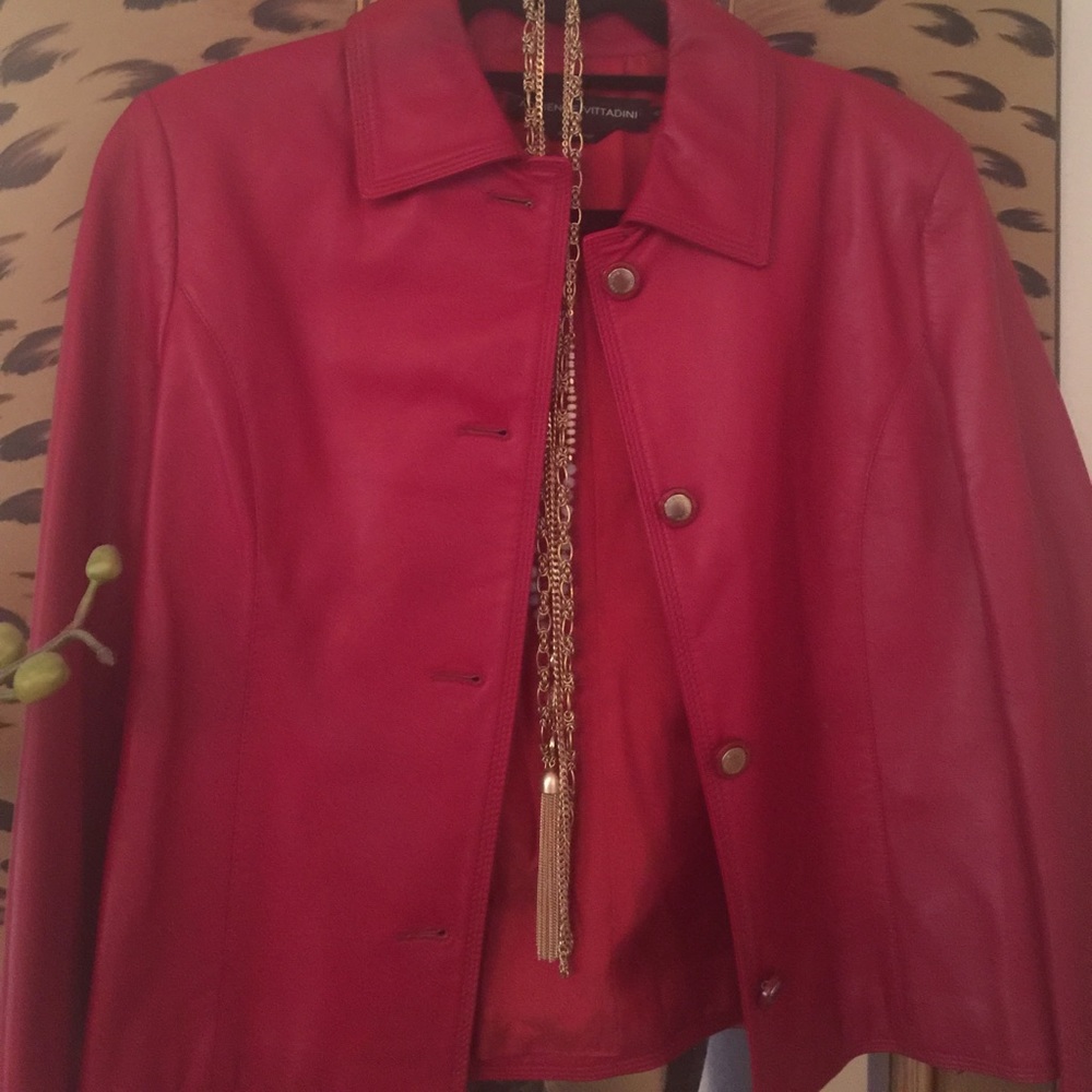Red leather jacket