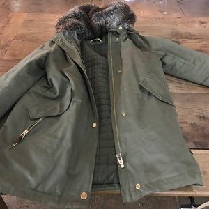 Army green hooded jacket