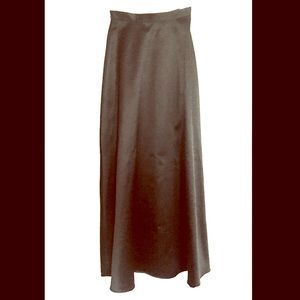 Elegant floor-length black satin formal skirt