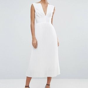 ASOS Deep V Pleated Midi Dress