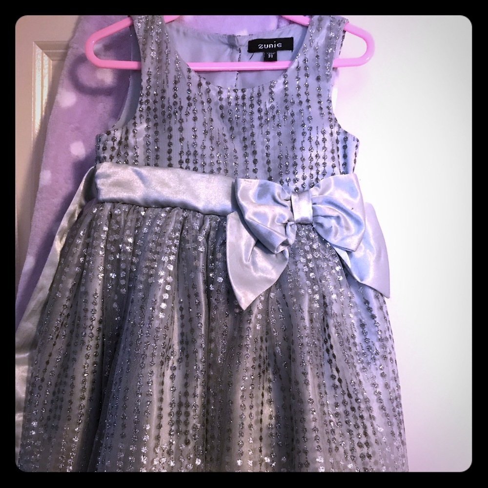 A beautiful silver sparkly dress **