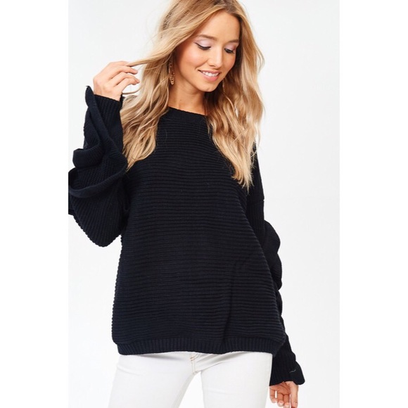 likeNarly Sweaters - >>LAST<< Sabel Ruffle Sleeve Sweater - Black