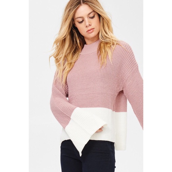 >>LAST<< Michelle Color Block Mauve Sweater - Picture 3 of 5