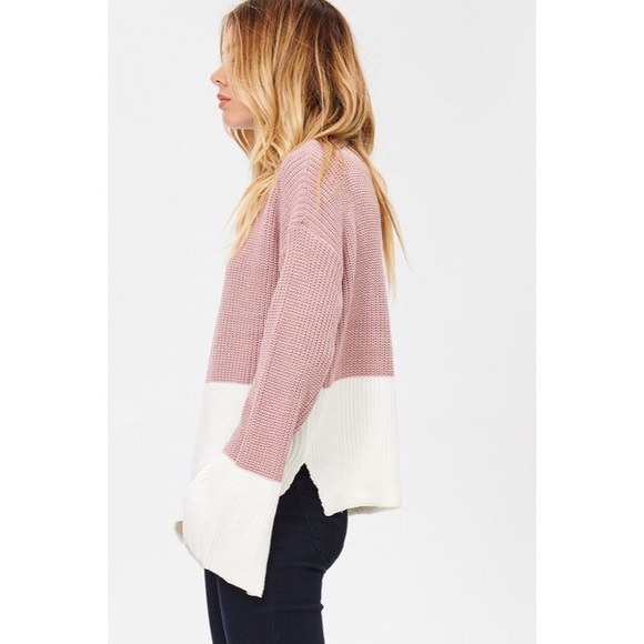 >>LAST<< Michelle Color Block Mauve Sweater - Picture 4 of 5