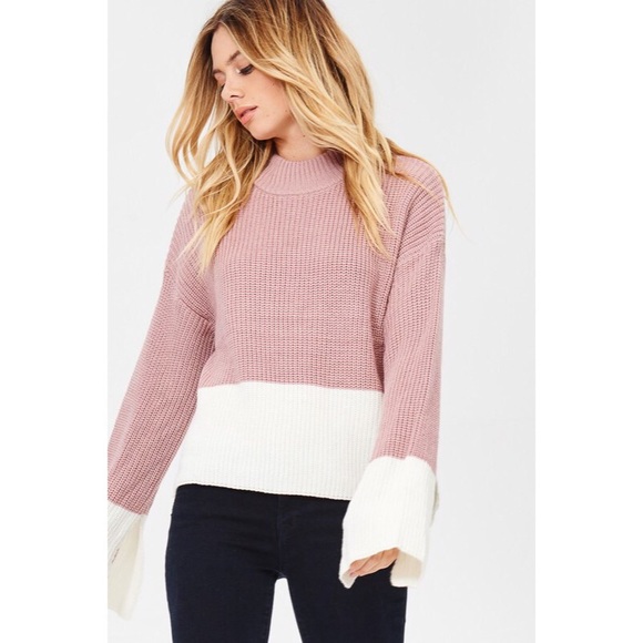 >>LAST<< Michelle Color Block Mauve Sweater - Picture 2 of 5