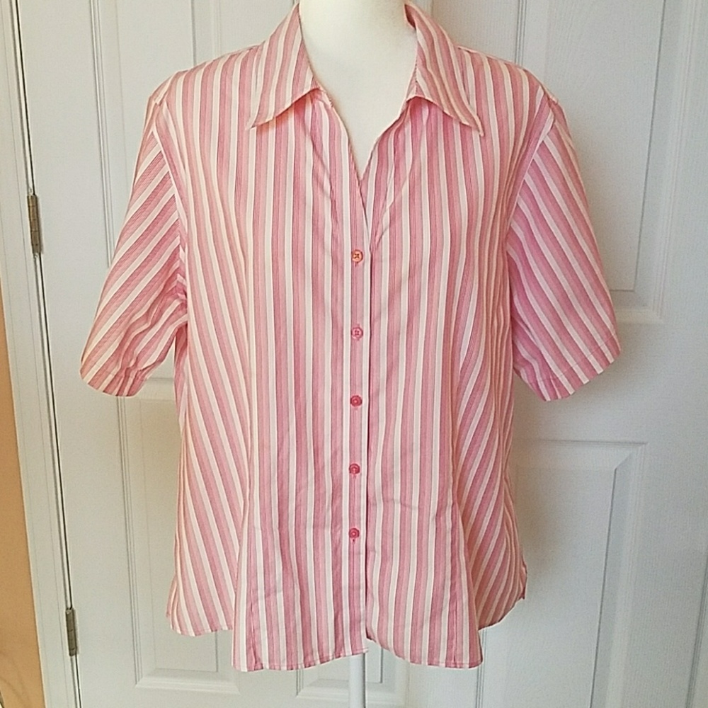 Westbound woman pink white buttoned career