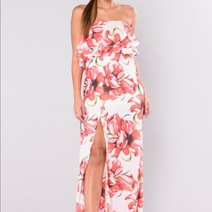Strapless ruffle top dress