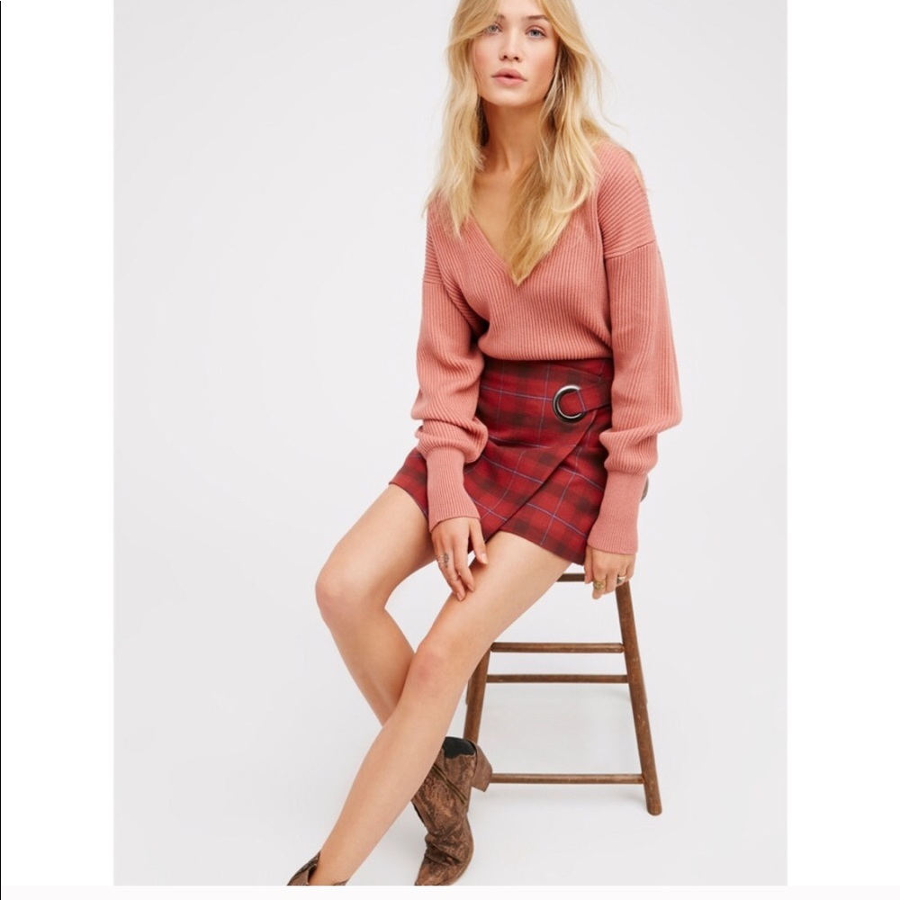 Free People Plaid Tessa Mini Skirt FP Fall Boho - Picture 5 of 5