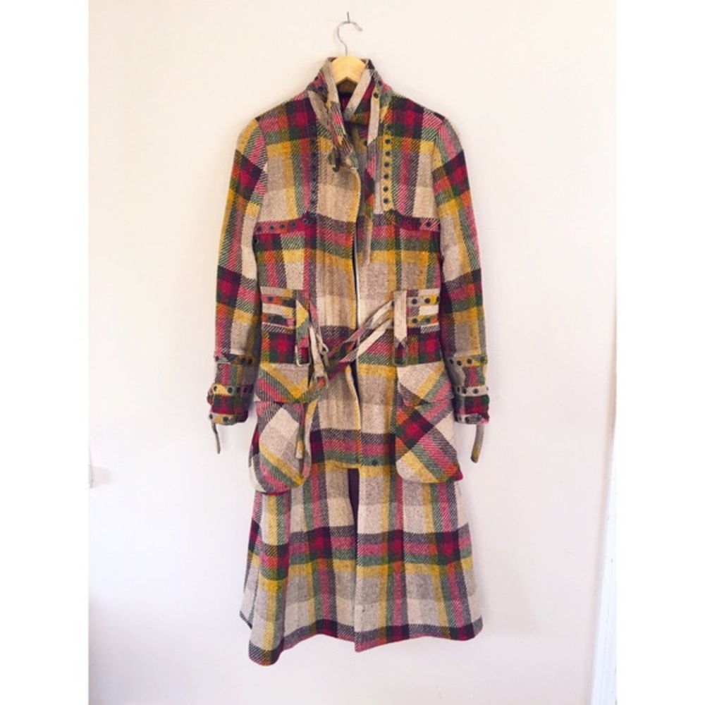 LAMB WOOL PLAID COAT